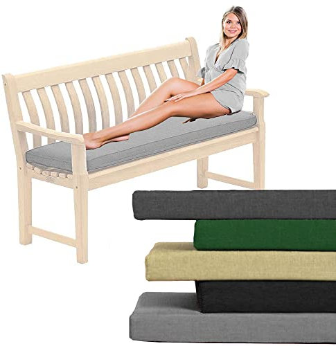 Pinkfairy Outdoor Water-Resistant Bench Rattan Cushion Pad for Garden 2/3/4 Seater 108/143/170cm Thick Long Bench Chair Cushions Pad for Swing Patio (2 Seater-108x45x6cm, Light Grey)