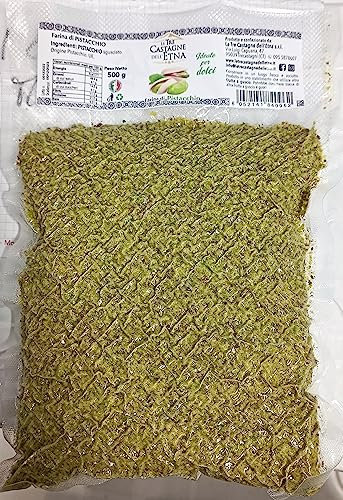 Farina di Pistacchio alta qualità sottovuoto da 500 gr. - Ideale per primi piatti secondi, dolci e torte - Le Tre Castagne dell'Etna