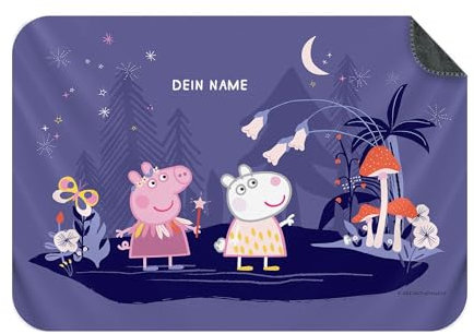 PICANOVA – Peppa Pig Decke mit Name – Personalisierte Kuscheldecke für Kinder – Premiumqualität Fleece Decke Kinder – Magical Land – 100x70cm