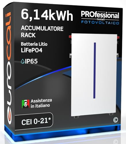 Batteria LiFePO4 48V Accumulo FOTOVOLTAICO 6.14 kWh - BMS - CEI 0-21
