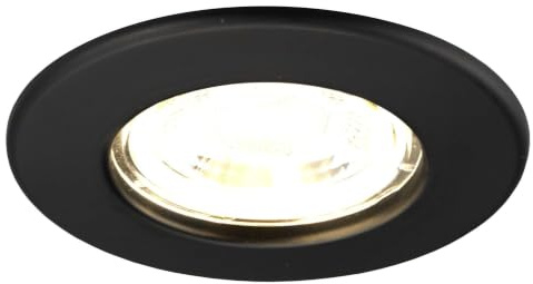 Ledvion LED-Einbaustrahler dimmbar, Schwarz, 2700K, 5W, ø84mm, IP65, dimmbar, einfache Installation, 5 Jahre Garantie, Badezimmer-Einbaustrahler, dimmbare LED-Lampe | Einbaumass Ø84mm; Wasserfest fuer Bad Dusche und feuchte Innenbereiche; Integrierte LED Lichtquelle enthalten