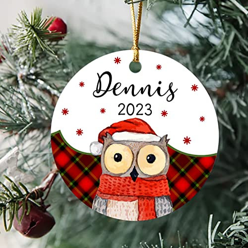 Christbaumschmuck Keramik Weihnachtsanhänger Anhänger Weihnachtsbaumschmuck Hängende Ornamente Weihnachtsdeko Eule, Personalisierte Eule Für, Individuelles Namensgeschenk Für Kinder, Familie Oder