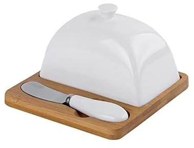 Beurrier Plat en céramique gâteau avec couvercle ensemble porcelaine maison en bois plat avec beurre fromage beurre Dessert couteau boîte à beurre Cadeau de cuisine