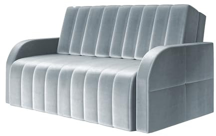 Sofa Sessel mit Schlaffunktion Schlafsessel Gästebett Klappsofa Bettfunktion mit Bettkasten Ausziehbar Couch Sofagarnitur Salon Jugendzimmer Klein Kindersofa - MONTANA 120 (Hellgrau - Paros 05)