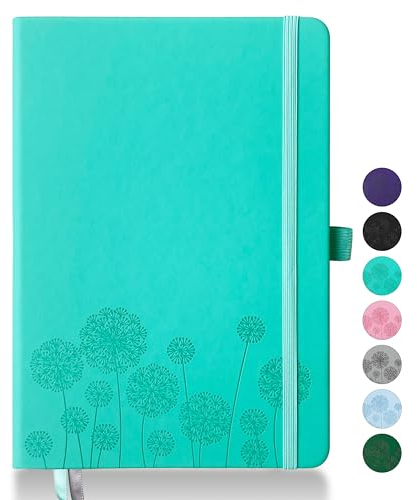 Qefuna Notebook-Tagebuch für Frauen, Notizbuch A5 Leder Journaling Notebooks für die Arbeit, 200 Seiten Reisetagebuch für Frauen Männer mit Stifthalter und Farbband, 5.78×8.34(Orchideengrün)