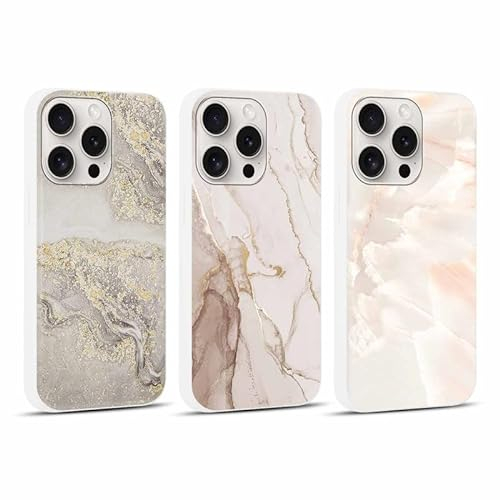 Foonary 3 Stück Hülle für Apple iPhone 15 Pro 6,1, Handyhülle mit Muster Mädchen Aesthetic Marmor Muster Motiv Design Slim Case, Silikon Stoßfest Schutzhülle Cover für iPhone 15 Pro,Marmor 03