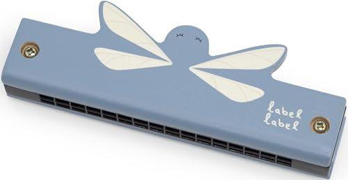 Label Label Houten Harmonica Blauw