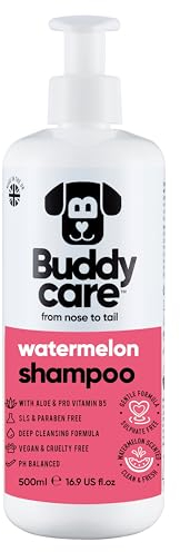 Wassermelonen-Hundeshampoo von Buddycare - Tiefenreinigungsshampoo für Hunde - Fruchtiger Duft - Mit Aloe Vera und Pro-Vitamin B5 (500ml)