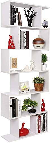 LEADZM Bücherregal, Regal mit 6 Ebenen, Standregal, Bücherregale Holz, Bücherschrank, Modernes Büroregal, Bücherturm Freistehend, für Wohnzimmer Schlafzimmer Büro, 192 x 80 x 24 cm (Weiß-1)