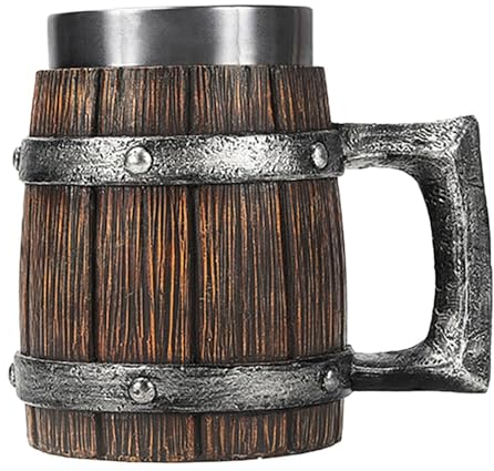 Lot de 1/2 gobelets à bière - 600 ml - Tasse à boire d'Halloween - Coupe médiévale - Double couche en acier inoxydable avec poignée - Tasse rafraîchissante pour café, whisky, bière,
