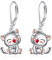 Orecchini con Gatto per Donna Orecchini in Argento Sterling 925 Pendenti con Gioielli con Gatto, Regalo per Ragazze (F-Orecchini per gatti)