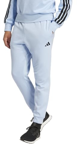 adidas Men's Essentials FeelCozy Fleece Pants, Glow Blue/Black, Medium