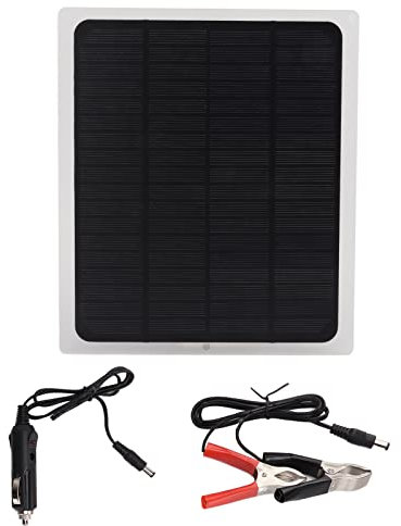 POENVFPO Panneaux Solaires 12 V 10 W, Panneaux Solaires étanches avec Connecteur de de Voiture et Ligne de Serrage de Batterie, Chargeurs Alternatifs pour Voitures, Camions,
