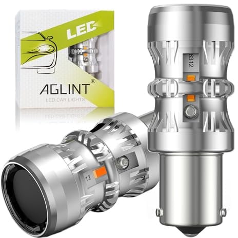 AGLINT P21W 1156 LED Bulb CANBUS Car Turn Signal Light Rear Fog Light Amber | P21W 1156 BA15S 1141 7056 Error Free Anti-Hyper Flash Auto LED Turn Signal Lights Rear Fog Light 12V Yellow Amber 2Pcs