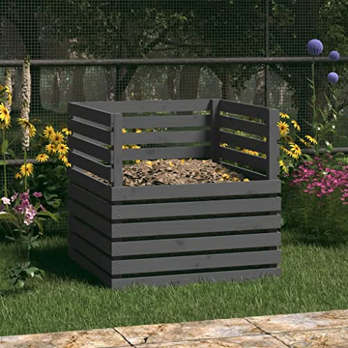 INLIFE Compostiera Grigia 80x80x78 cm in Legno Massello di Pino Casa e Giardino, Prato e giardino (15,17KG)