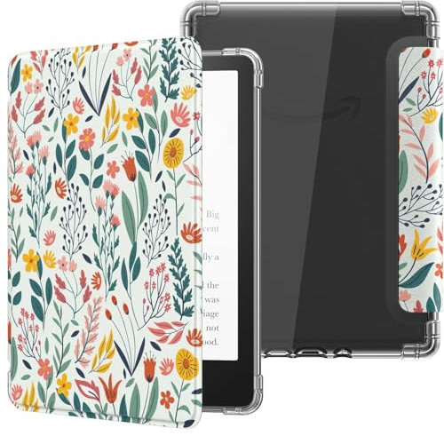 MoKo Coque pour 6 All-New Kindle (11ème Génération Modèle 2022), Étui de Protection Ultra Clair en TPU Souple et Transparent avec Auto Réveil/Sommeil pour Kindle 2022, Fleur