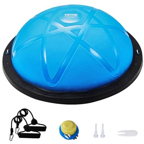VEVOR Halb-Gymnastikball-Trainer, 23 Zoll Balance-Ball-Trainer, 660 lbs Tragkraft Stabilitätsball, Yoga-Ball mit Widerstandsbändern und Pumpe, Kraft-Fitnessball für das Heim-Fitnessstudio