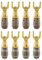 Nakamichi FanLock Excel Series 24k placcato oro connettore a forcella spina a banana 10 AWG - 18 AWG calibro 4mm per altoparlanti amplificatore Hi-Fi cavo connettore rapido, 8 pezzi (4 paia)