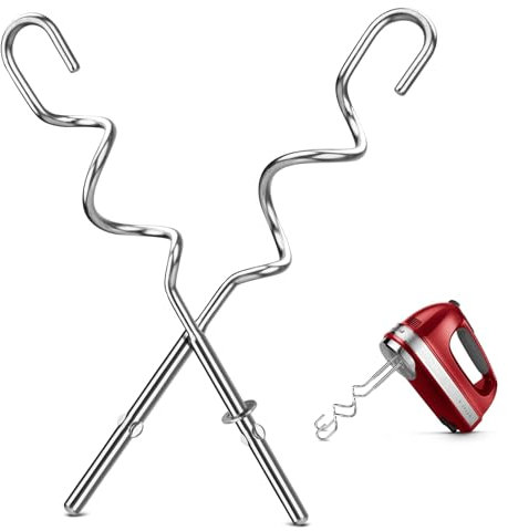 Neuer Knethaken für Handmixer Ersatz für Kitchenaid Handmixer Knethaken KHM512, Edelstahl Knethaken Geeignet für KHM 5KSM KSM KSMO KSMH Serie von Kitchenaid Mixer Handheld, 2er Set