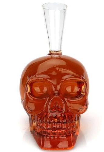 KUOYTT Glass Skull Whiskey Decanter, Skull Decanter Bottle, Wiskey Vodka Beer Decanter, Gifts for Men Dad and Women, Whiskey Decanter for Wine, Bourbon, Brandy