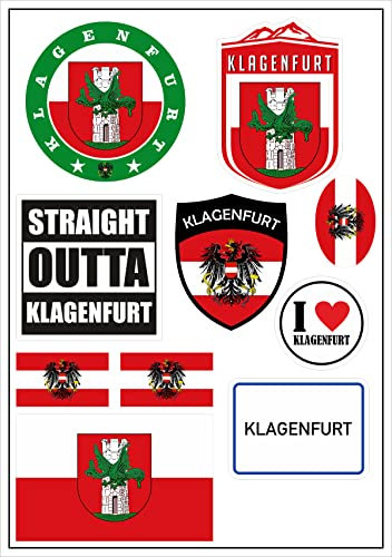 Daged Österreich Klagenfurt Aufkleber Karte 10 Stück - PKW Auto Motorrad Biker Flagge Fahne Vinyl ST