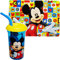 alles-meine.de GmbH 2 TLG. Set: Platzdeckchen + Trinkbecher - Trinkhalmbecher - Mickey Maus - mit Strohhalm & Deckel - BPA frei - 400 ml - Tritan - Kunststoff Plastik - durchsich..