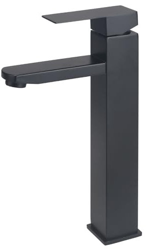 VirtuGro Robinet Salle Bain Mitigeur Lavabo Robinets Carrés Robinet Lavabo Haut Mitigeur Salle de Bain Robinet Lave Main en Métal de Qualité Supérieure Installation et Nettoyage Facile Chromé Noir