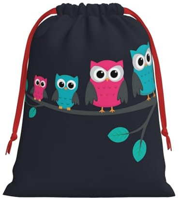 WSHFFILO Geschenktüte mit süßem Eulen-Motiv, mit Kordelzug, Geschenkbeutel