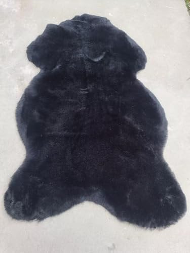 Provellus Premium Merino Schaffell Schaffelle Fell Lammfell Natur geschoren dichte Wolle (Schwarz Dyed, 40x40cm rund)