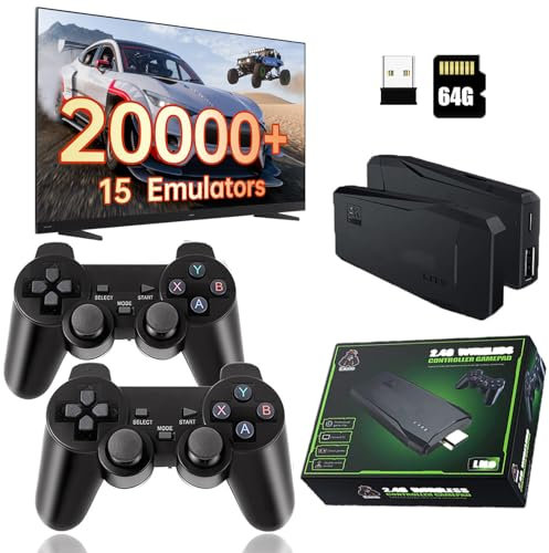 Consola Retro 4K HDMI Portátil Conectable a TV |+ de 20040 Juegos Preinstalados|Stick de Juegos USB HD 64GB|Mini GameStick|Arcade|2 Mandos Inalámbricos 2.4 GHz|Consola configurada y fácil de Usar