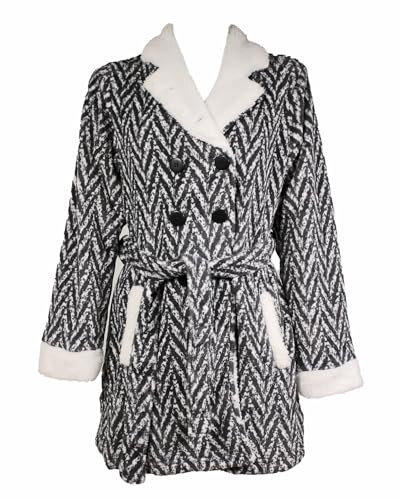 Vestaglia Donna Invernale in Pile Coral Corta Calda e Morbida cappuccio Zip Bottoni Taglie S-XXL (IT, Testo, M, Regular, Regular, ZIG ZAG 268)