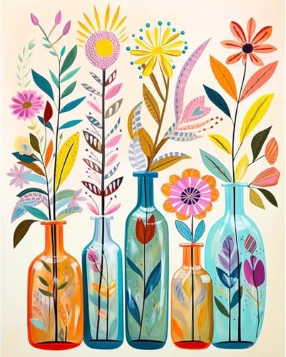 Musevial - Kit de broderie au point de croix estampé avec fleurs - Kits de broderie faciles imprimés colorés pour adultes, débutants, cadeau - 30x40 cm