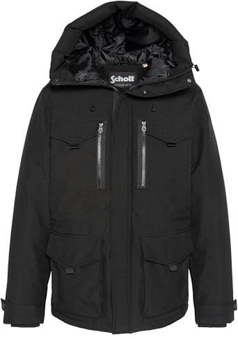 Schott NYC Schott Broomfield Parka mit Taschen, Kapuze, Schwarz, Schwarz, L