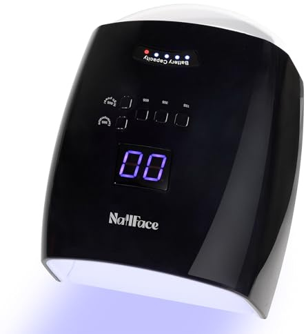 NailFace Cordless UV LED Nail Lamp, 66W Rechargeable Gel Nail lamp, Cordless UV Light for Gel Nails with Auto Sensor & 5 Timer for Home & Salon (Black)