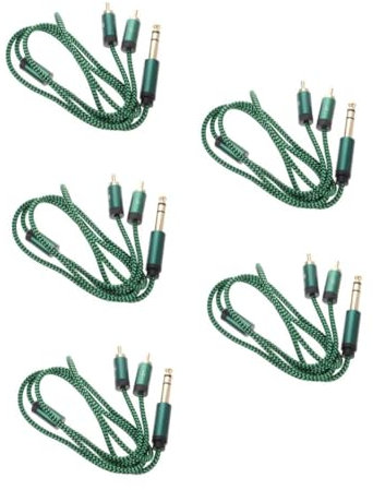 Totority 5pcs Guitar Audio Cable Converter Guitar to Amp Cable Wiring Instruments Cord Signal Patch Cords Bass Amp Instrument Plug Bass Wire Chords Gilded Green