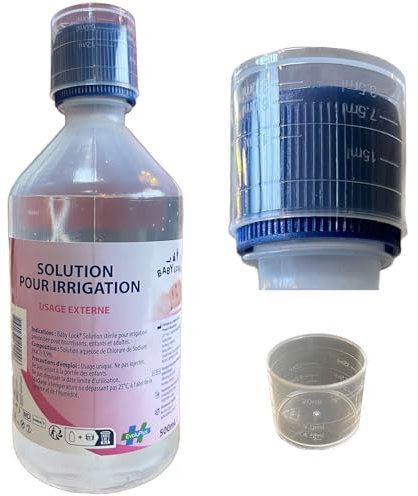 NaCl 0.9 500 ml, soluzione salina isotonica fisiologica sterile Baby Naso Pulizia delle ferite Saline Solution soluzione per il naso occhi Con beccuccio sterile, misurino da 20 ml incluso
