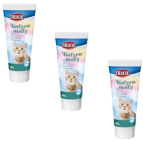 Trixie Malto per gatti | Confezione Tripla | 3 x 240 g | Alimento complementare per gatti | Per il supporto della digestione e dei peli ingoiati | Nella pratica confezione