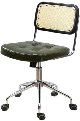 GHBXJX Chefsessel Retro Bürostühle, 150 kg Belastbarkeit Schreibtischstuhl, bürosessel mit Armlehne und Rollen, Leder-Kissen, Ergonomisch bürostühle, Stufenlos Höhenverstellbar,Grün,ohne armlehne