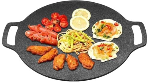 13.4 Non-Stick Korean Grill Pan, Aluminum BBQ Griddle with Spout, Indoor Outdoor Cooking & Camping
