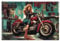 GLOBLELAND Vintage Garage Motorrad Lady Metall Blechschild 8x12 Zoll Vintage Coole Pin Up Lady Kunst Plakette Poster Wanddekoration Für Zuhause Bars Clubs Garage Motorrad Liebhaber Geschenke