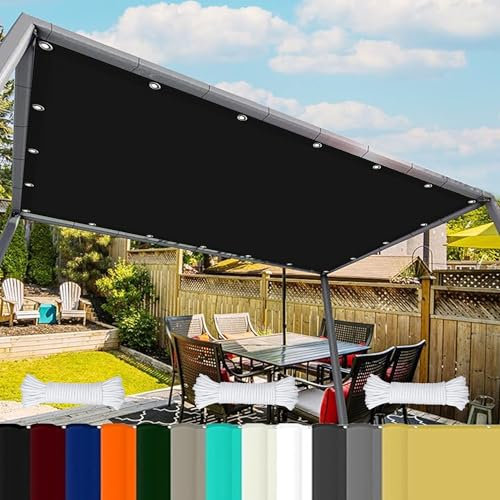Telo Copertura Pergolato 4 x 8 m Impermeabile Rete Telo Ombra Tenda in Poliestere Pes con Protezione Antivento e UV Adatte per Piscina Feste e Spazi Esterni, Nero