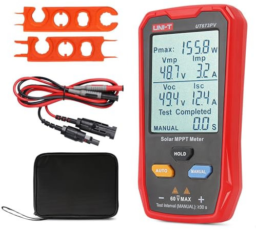 800W Testeur de Panneaux Solaires MPPT Photovoltaïques avec écran LCD, Panneau Solaire Testeur, Smart Multimètre de Panneau Solaire for Solar PV Testing per Solar PV Testing