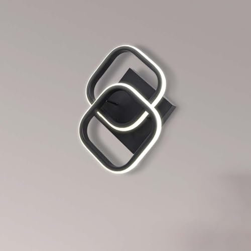 AoLa LED Wandleuchte Innen Kreative Quadratisch Wandlampe 20W Schwarz Acryl Nachttischlampe Modern Aluminium Dekoration Nachtlichte 3000K/4000K/6000K für Schlafzimmer Wohnzimmer Flur Treppe