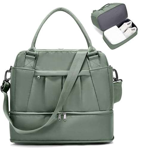 for Ryanair Airlines Underseat Cabin Bag 40x30x20 Weekend Overnight Carry on Holdall for Women Travel Duffel Sport Gym Tote Mum Hospital Bags with Wet Pocket,C03-Army Green