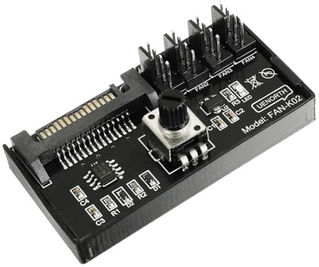 HUAREW Controller con manopola di velocità della ventola di raffreddamento a 4 pin 12V, hub adattatore ventola telaio PC PWM fornito con interfaccia SATA per 4 ventole