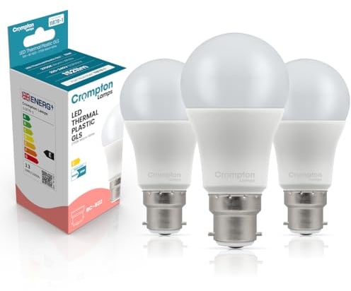 Crompton Lamps GLS LED B22 Bulb | 13W = 100W Equivalent | Warm White 2700K | Energy Efficient | Bayonet Lightbulb | Long Life 15,000-Hrs | Bulbs for Lamps | 3-Pack