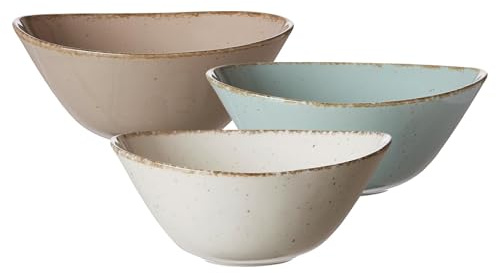 Ritzenhoff & Breker Casa Servierschalen 16.5 x 19 cm, 3er Set, Ovale Schalen im Vintage-Look, Mix & Match-Geschirr, Spülmaschinenfest & Mikrowellengeeignet, Porzellan, Mixed