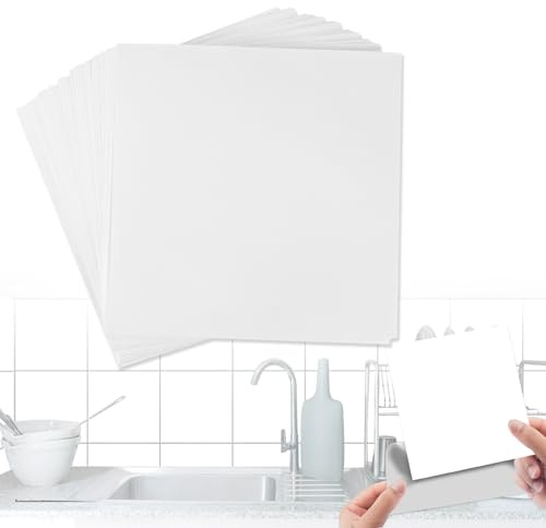 Carrelage Adhésif Mural Cuisine, Autocollant Carrelage Blanc, Carreaux Adhésif Cuisine, Stickers Carrelage 48 Pièces, Credence Adhésive Salle de Bain 15 x 15 cm, Credence Adhésive