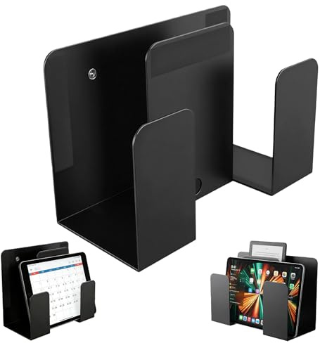 Laptop Wandhalterung, Verstellbare Schreibtischseitenlaptop-Halterung, Universeller Metall Wandregal, Wandmontage Laptophalter, Zweischichtiges Vielseitiges Metall Für Laptop Tablet Tastatu, Schwarz