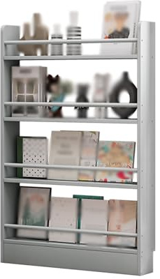 wihgony Libreria dietro la porta, portaoggetti nascosto da pavimento, organizer multiuso per giocattoli per bambini, camera da letto, soggiorno, cucina (50 x 10 x 123 cm)